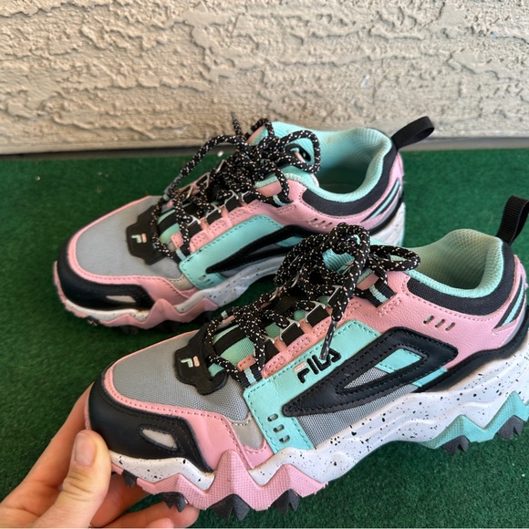 Fila Pink and Teal Chunky Sneakers - Picture 4 of 9